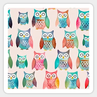 Watercolor owl pattern Sticker